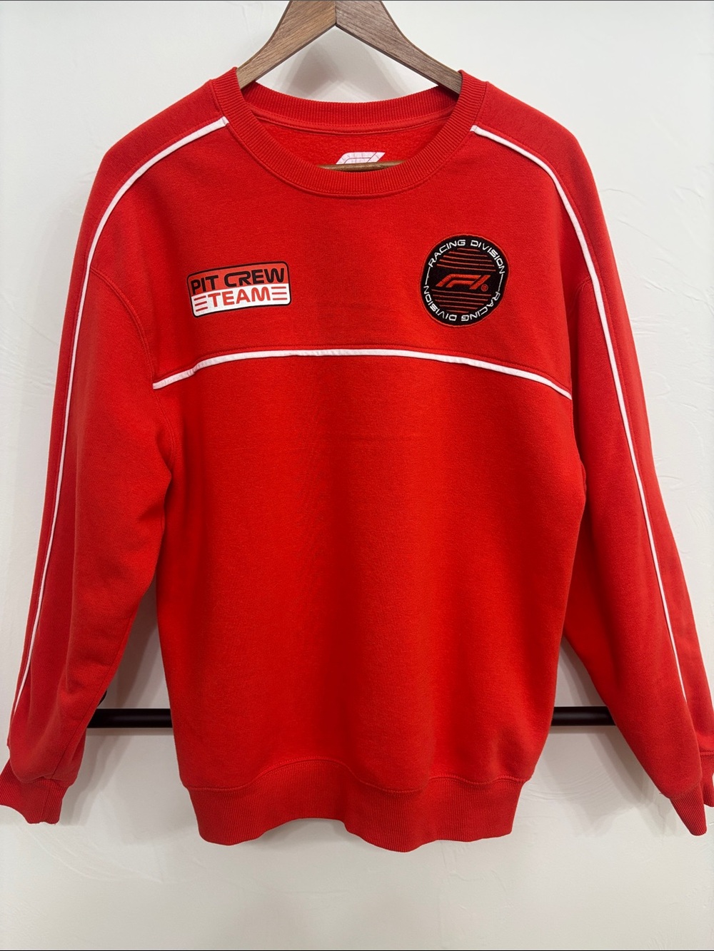 Formula 1 Red Crewneck Sweatshirt with White Piping